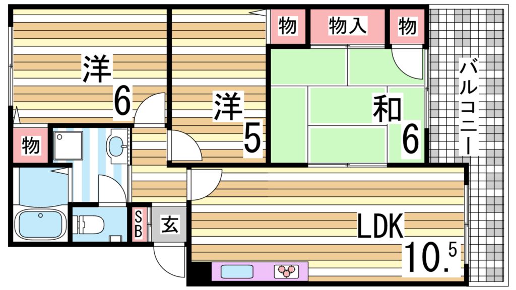 神戸市北区谷上東町のマンションの間取り