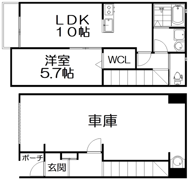 仮称）八幡市ガレージハウスの間取り