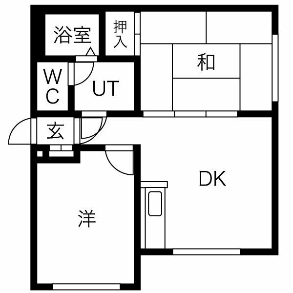 札幌市西区八軒八条東のアパートの間取り