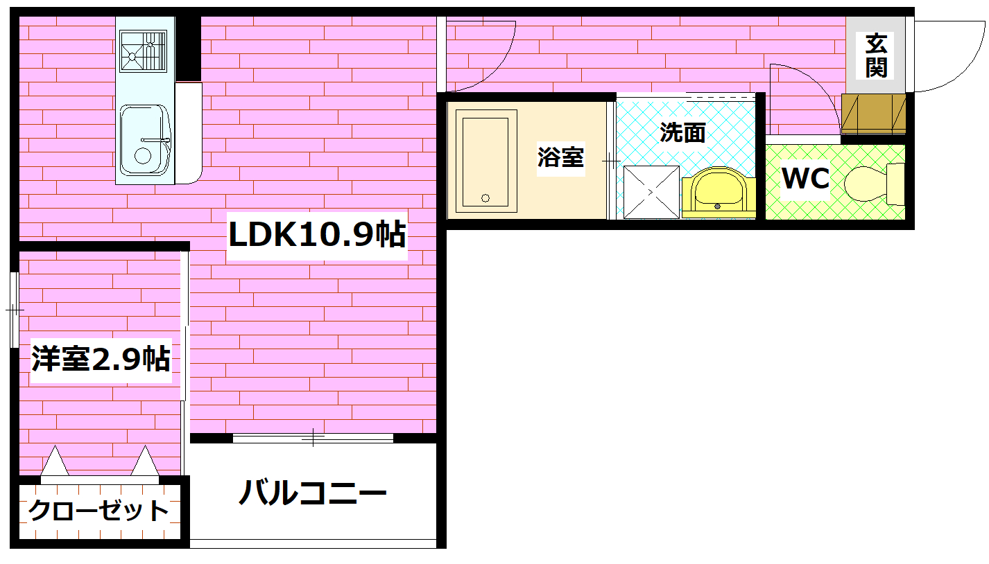 広島市南区青崎のアパートの間取り