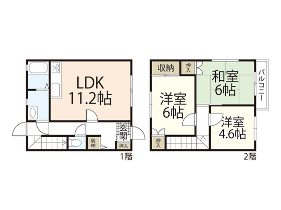 広島市西区己斐本町のアパートの間取り