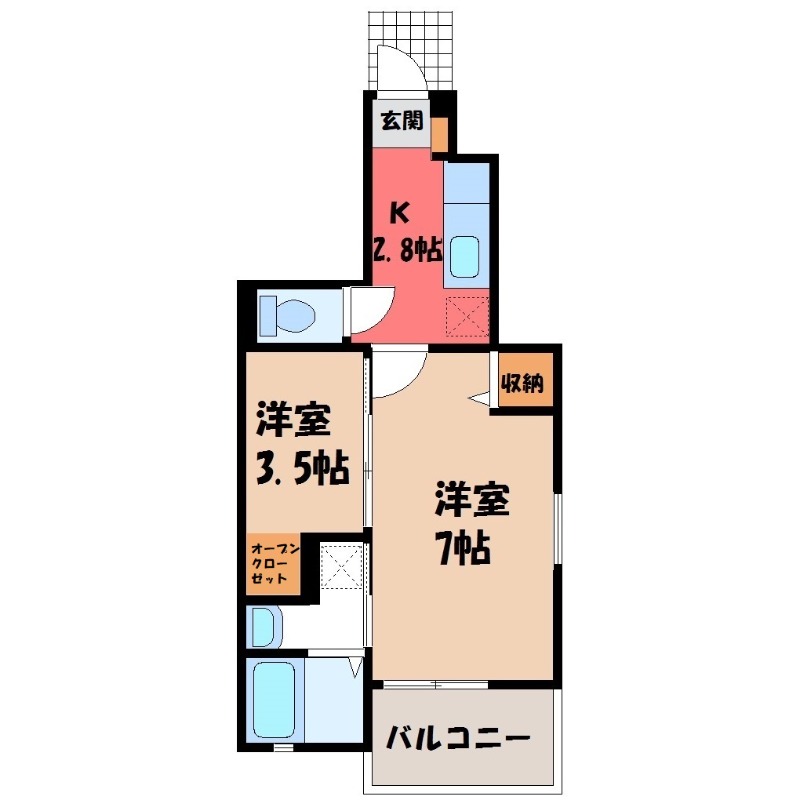 深谷市西島のアパートの間取り