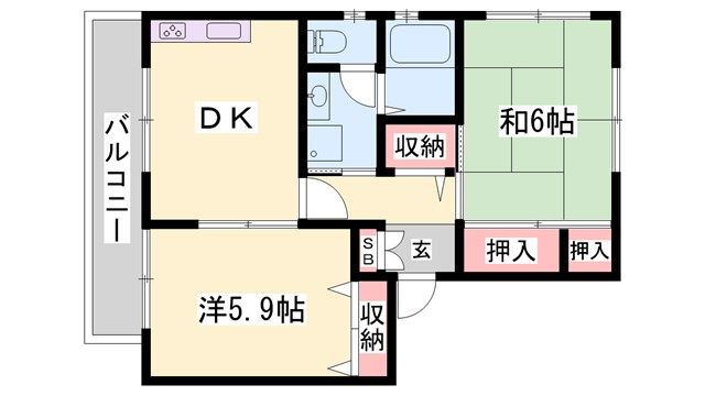 加西市北条町横尾のアパートの間取り