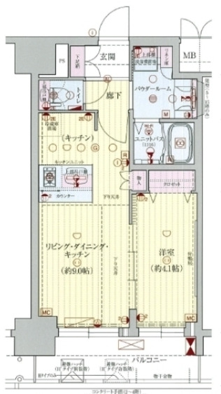 プレサンス大手前ピリオドの間取り