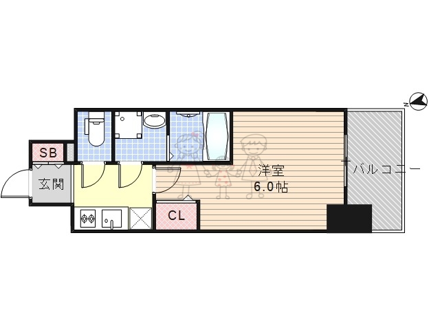 大阪市阿倍野区旭町のマンションの間取り