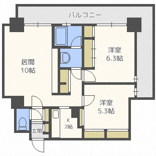 札幌市北区北十四条西のマンションの間取り