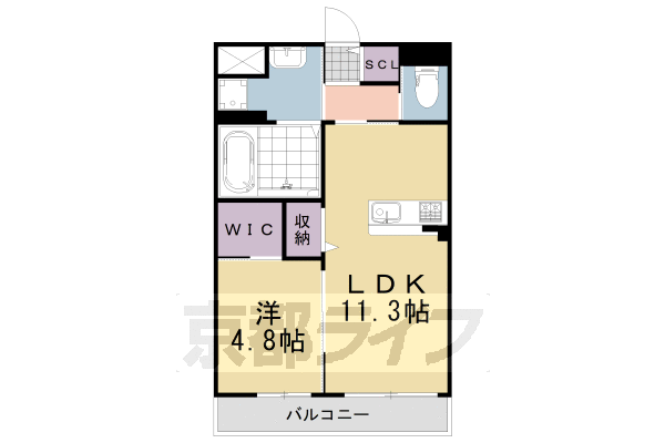 京都市南区久世大築町のマンションの間取り