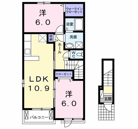 田川市大字伊田のアパートの間取り