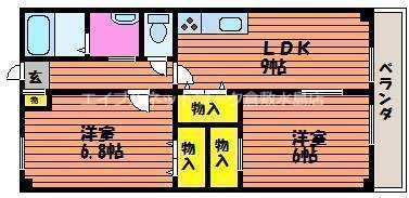 倉敷市中畝のマンションの間取り