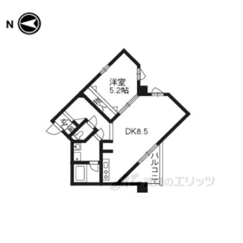 長岡京市開田のマンションの間取り