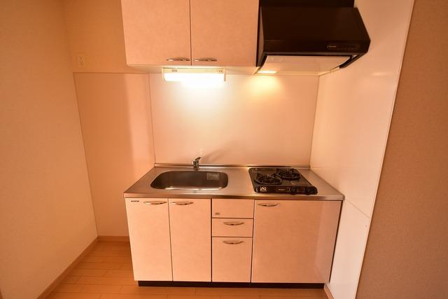 キッチン　２口コンロ付きのシステムキッチンはお料理もしやすいです！