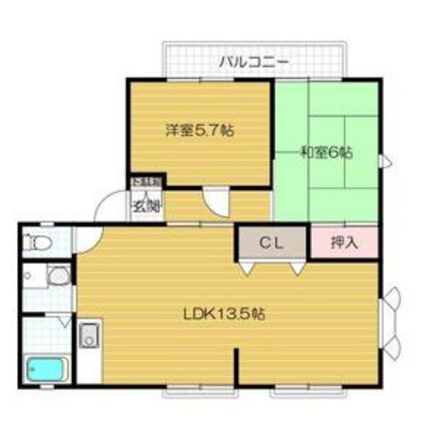 ＪＲ片町線 住道駅 徒歩18分 2階建 築35年の間取り写真