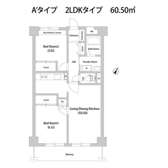 京王新線 幡ケ谷駅 徒歩6分 5階建 築30年の間取り写真