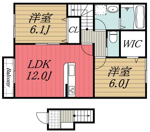 ＪＲ内房線 五井駅 バス乗車時間：18分 最寄りバス停で下車 徒歩2分 2階建 築13年の間取り写真