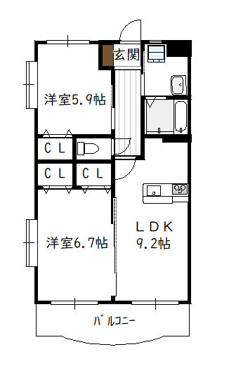 サニーコート（2LDK）の間取り