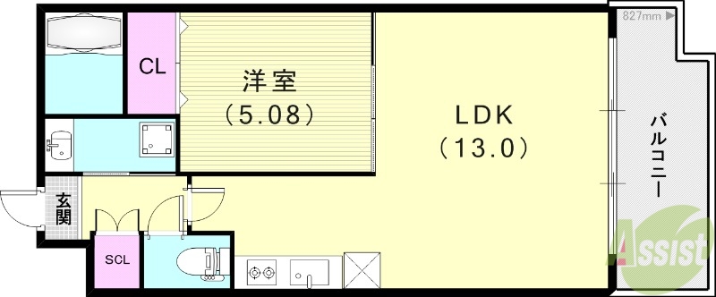 西宮市今津水波町のマンションの間取り