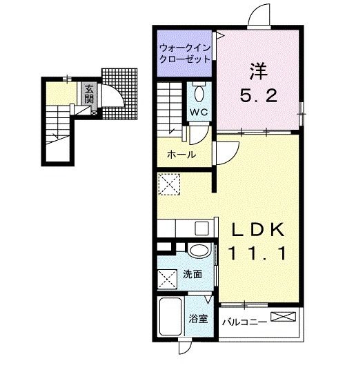 白石市福岡長袋のアパートの間取り