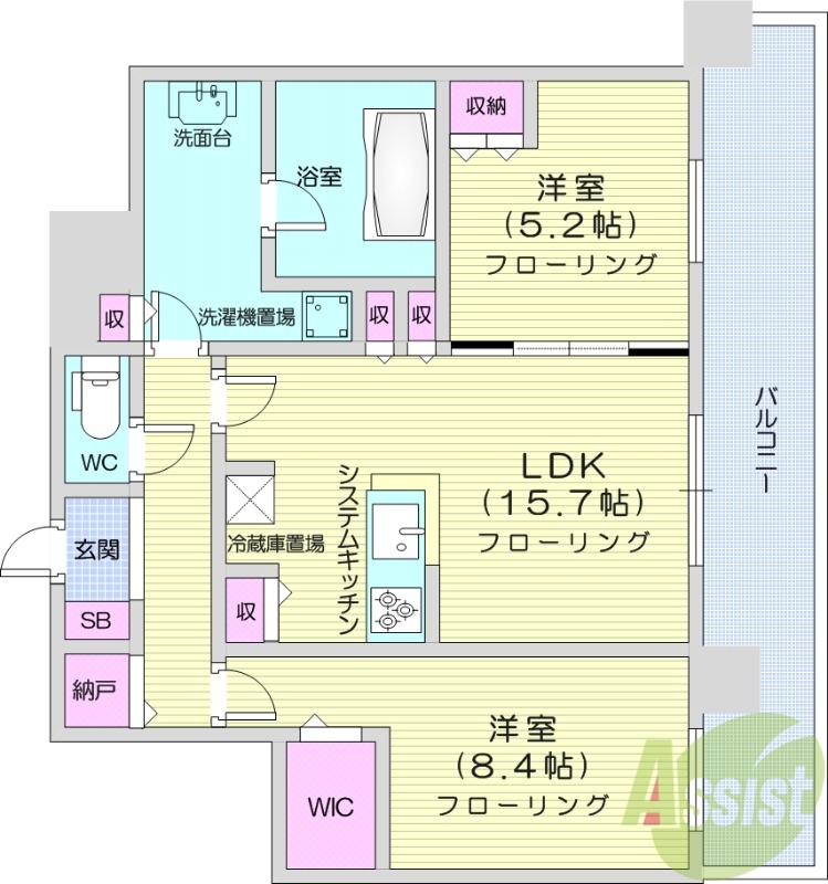 札幌市北区北八条西のマンションの間取り