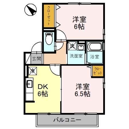 敦賀市山泉のアパートの間取り