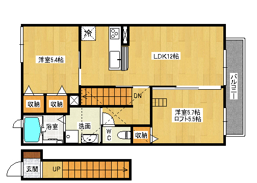 加古郡稲美町国岡のアパートの間取り