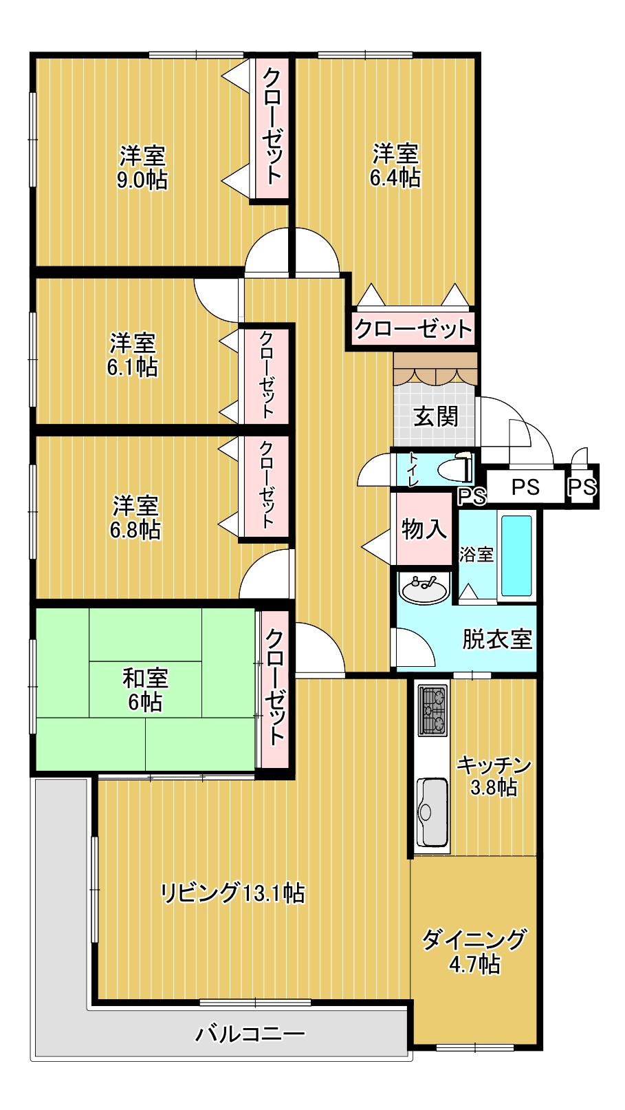 千歳市文京のマンションの間取り