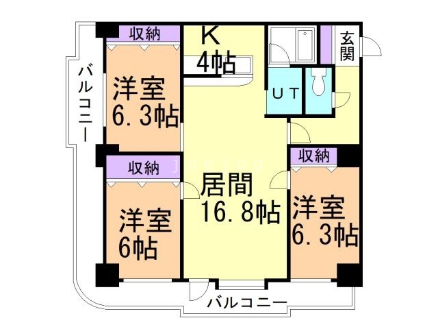 札幌市南区澄川六条のマンションの間取り