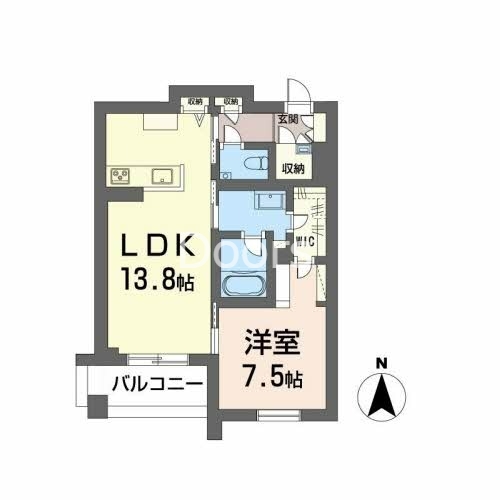 岡山市北区上中野のマンションの間取り