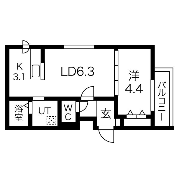 【札幌市中央区南二十二条西のマンションの間取り】