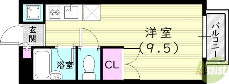 西宮市仁川町のアパートの間取り