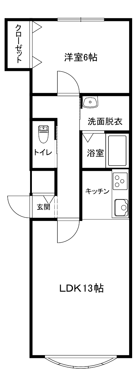 コムハウスVI　1階1LDKの間取り