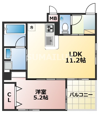 熊本市東区神園のマンションの間取り