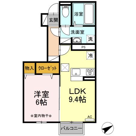 いわき市内郷御台境町のアパートの間取り