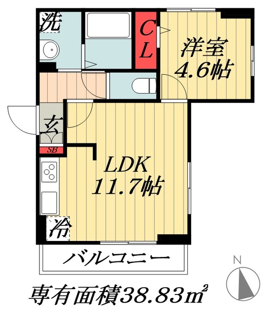 【市川市新田のアパートの間取り】