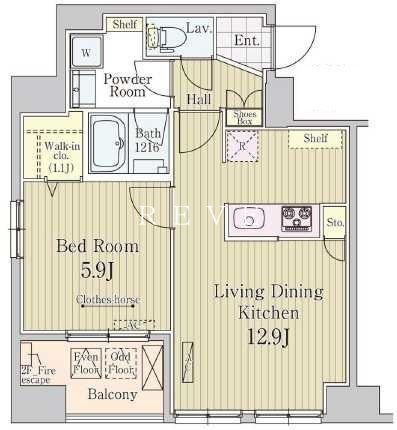 中央区八丁堀のマンションの間取り