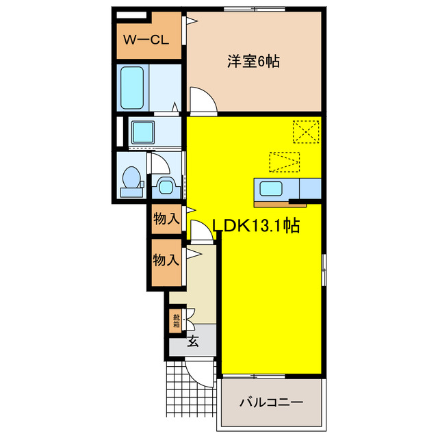 岐阜県大垣市中ノ江２（アパート）の賃貸物件の間取り