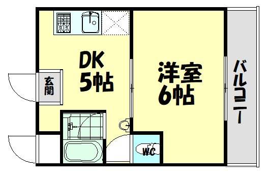 ＪＲ阪和線 鳳駅 徒歩11分 5階建 築38年の間取り写真