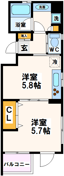 小田急線 豪徳寺駅 徒歩4分 3階建 築20年の間取り写真