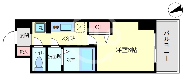地下鉄四つ橋線 大国町駅 徒歩7分 8階建 築8年の間取り写真