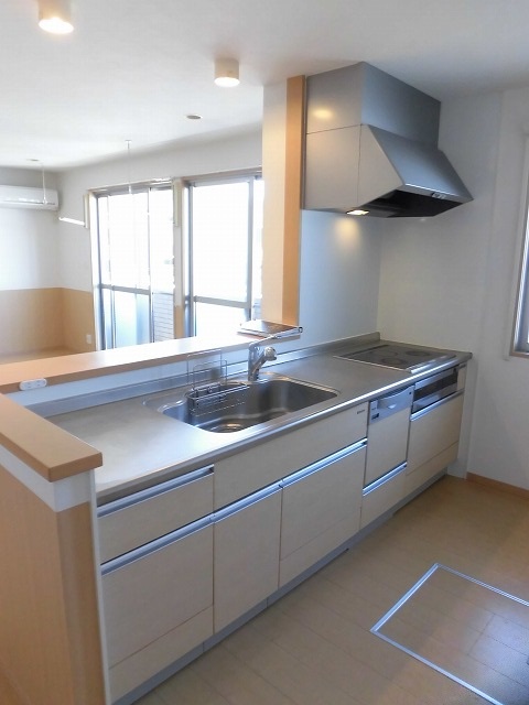 キッチン　ＩHクッキングヒーター付きのシステムキッチン（食洗機付き）