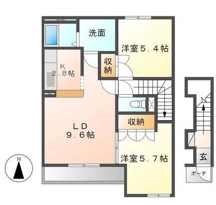 茨城県常陸大宮市栄町（アパート）の賃貸物件の間取り