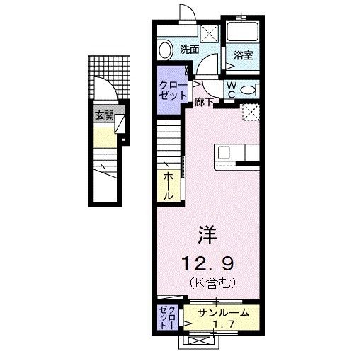 静岡市清水区草薙杉道のアパートの間取り