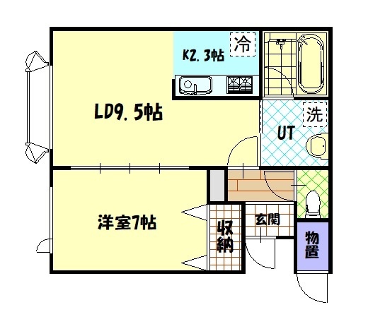 旭川市新富二条のアパートの間取り