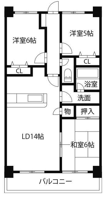 グランディール矢三Cの間取り