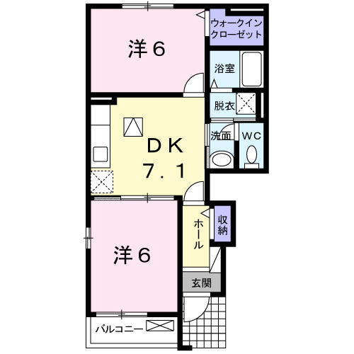 北九州市八幡西区下畑町のアパートの間取り