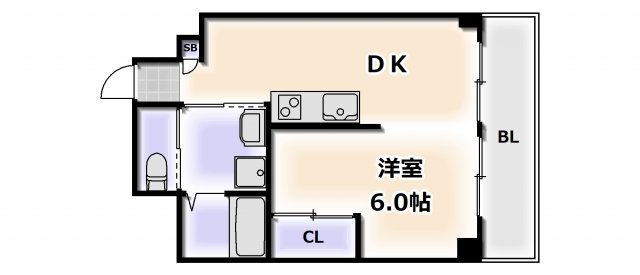 大阪市西成区天下茶屋東のマンションの間取り