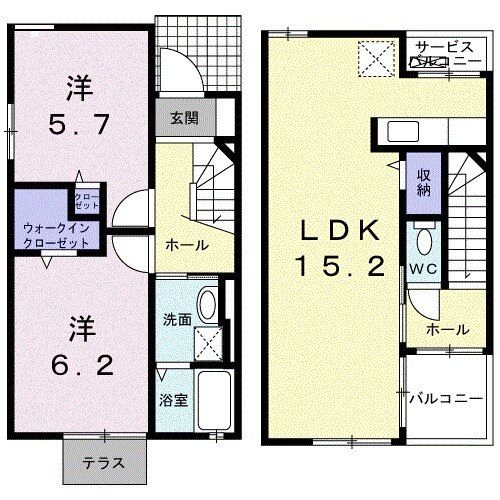 綾部市大島町のアパートの間取り