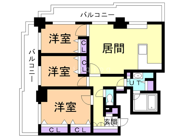 札幌市中央区北四条東のマンションの間取り