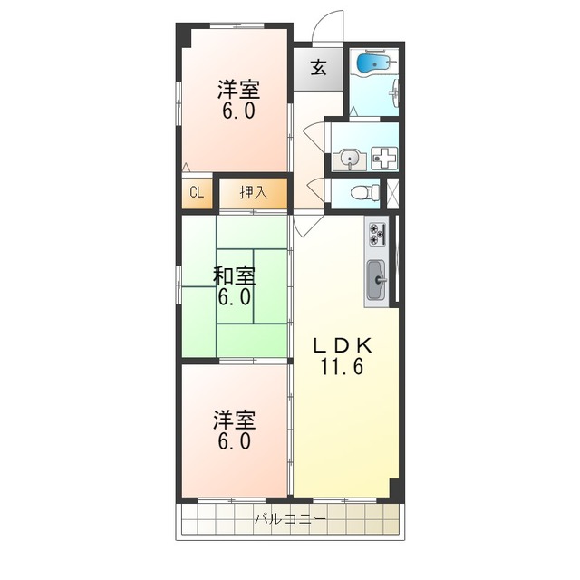 摂津市三島のマンションの間取り