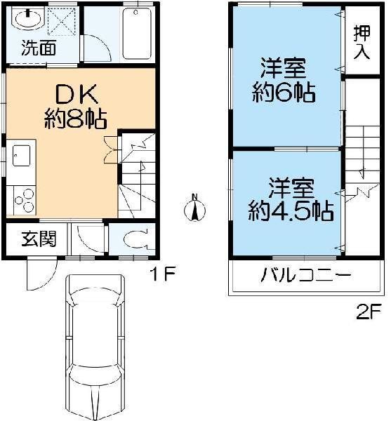 清水タウンハウスE棟 左側の間取り