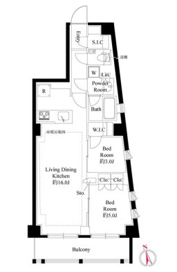 港区西麻布のマンションの間取り